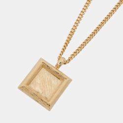 Pre Owned Chanel Cc Logo Rhinestone Necklace Pink/Gold Gold Plated Rhinestone