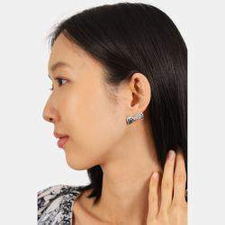 Pre Owned Chanel 2017 Black/Silver Crystal Bow Earrings