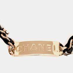 Pre Owned Chanel Leather Chain/GHW Pearl Detail Choker Necklace