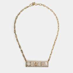 مملوكة مسبقًا Chanel 2017 Gold Toned Crystal Embellished Logo Star Choker Necklace