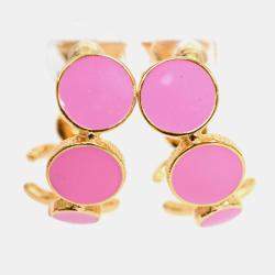 مملوكة مسبقًا أطواق شانيل CC سالية مطلية بالذهب زهرية المينا 2024