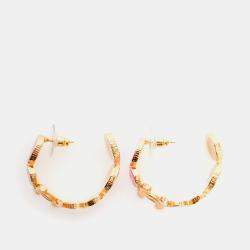 مملوكة مسبقًا أطواق شانيل CC سالية مطلية بالذهب زهرية المينا 2024