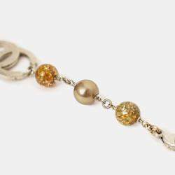مملوكة مسبقًا Chanel Silver Tone Clear Resin Bead and Pearl Bracelet