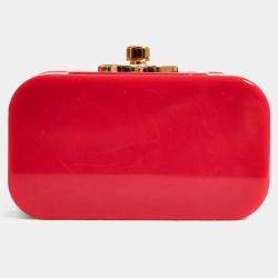 Pre Owned Chanel 2022 Magenta Resin Mini Vanity Case Pendant Chain Necklace