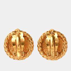 Pre Owned Chanel Vintage Gold Tone CC Ear Clips