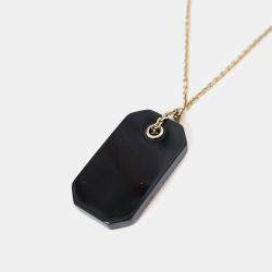 Pre Owned Chanel Black Plastic Coco Chanel Pearl Tag Necklace