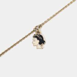 Pre Owned Chanel Black Plastic Coco Chanel Pearl Tag Necklace