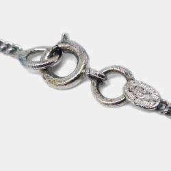 Pre Owned Chanel CC Cassette Tape Chain Pendant Necklace Rhinestone Silver