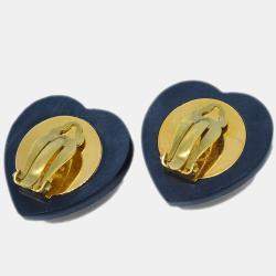 مملوكة مسبقًا Chanel Heart Rhinestone Earrings Clip-On Red