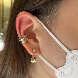 Pre Owned أقراط شانيل كوكو مرصعة بالألماس ذهب أبيض كليبس