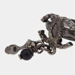 Pre Owned خاتم شانيل فضي مزيّن بشعار CC #50