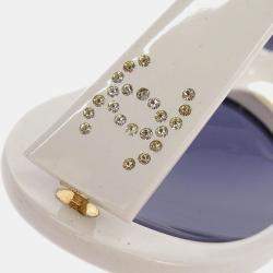 مملوكة مسبقًا Chanel Sunglasses Eyewear Black White Rhinestone Small