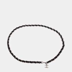 Pre Owned Chanel Silver Black CC Chain Belt 96P Small