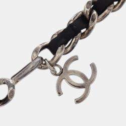 Pre Owned Chanel Silver Black CC Chain Belt 96P Small