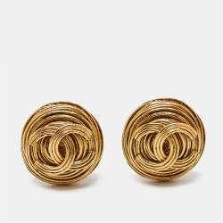 Pre Owned أقراط شانيل CC لون ذهبي