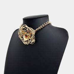 Pre Owned Chanel Metal Camellia Choker Necklace