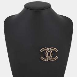 مملوكة مسبقًا Chanel Cc Logo Brooch Black/Pink/Gold Metal Calf Leather
