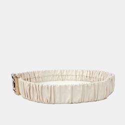 Pre Owned Chanel White Leather Banding Belt