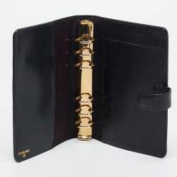 Pre Owned دفتر أجندة جلد كافيار أسود شانيل بعلامة كوكو