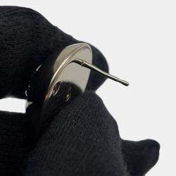 Pre Owned أقراط شانييل قبة شعار CC جلد أسود مطلية بالذهب