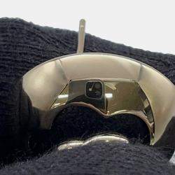 Pre Owned أقراط شانييل قبة شعار CC جلد أسود مطلية بالذهب