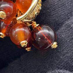 Pre Owned Chanel Medieval Grape Motif Earrings Brown Metal Rhinestone