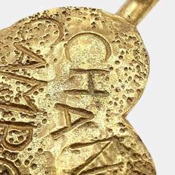 Pre Owned Chanel Bow And Arrow Heart Brooch Gold