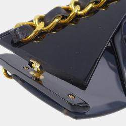 Pre Owned Chanel Chain Sunglasses Eyewear Black Acrylic