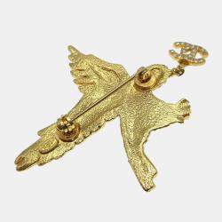 Pre Owned دبوس شانيل نسر مرصع بأحجار الراين ذهبي