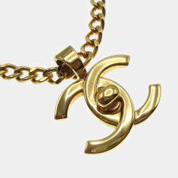 Pre Owned Chanel Turnlock Chain Pendant Necklace Gold