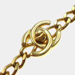 Pre Owned Chanel Turnlock Chain Pendant Necklace Gold