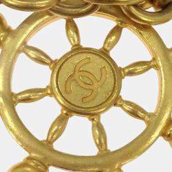 Pre Owned قلادة سلسلة شانيل بندول الدفة لون ذهبي 94P