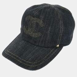 Pre Owned Chanel Cap Hat Denim Navy #M Small