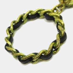 Pre Owned Chanel Hoop Dangle Earrings Clip-On Gold