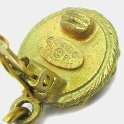 Pre Owned Chanel Hoop Dangle Earrings Clip-On Gold