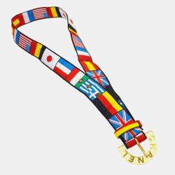 Pre Owned Chanel National Flag Buckle Belt Canvas Multicolor