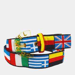 Pre Owned Chanel National Flag Buckle Belt Canvas Multicolor