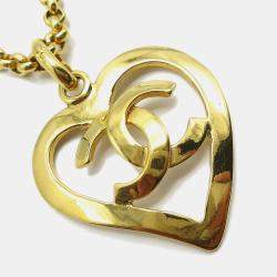 مملوكة مسبقًا Chanel Heart Chain Pendant Necklace Gold