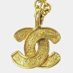 Pre Owned قلادة شانيل دلاية CC سلسلة ذهبية