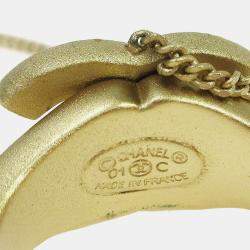 Pre Owned Chanel Rhinestone Bangle Chain Ring #6 Gold