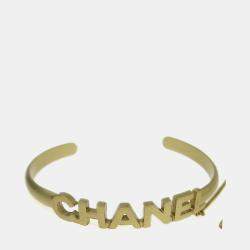 Pre Owned Chanel Rhinestone Bangle Chain Ring #6 Gold