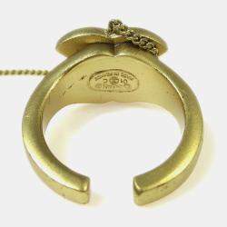 مملوكة مسبقًا إسورة شانيل بحبات الراين وسلسلة خاتم #6 ذهبي