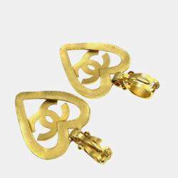 Pre Owned أقراط دلاية قلب شانيل بتثبيت كليب ذهبية