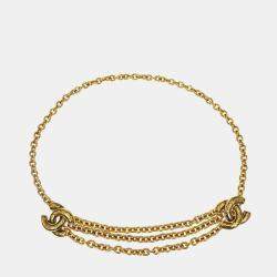 Pre Owned Chanel Quilted Cc Chain Belt Gold