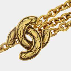 Pre Owned Chanel Quilted Cc Chain Belt Gold
