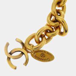 Pre Owned Chanel Quilted Cc Chain Belt Gold