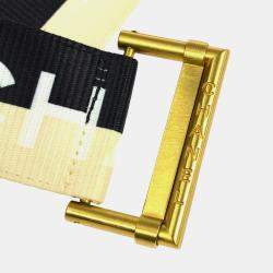 Pre Owned Chanel Buckle Belt Black Off-White Nylon