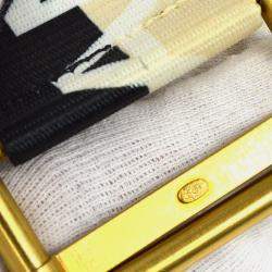 Pre Owned Chanel Buckle Belt Black Off-White Nylon