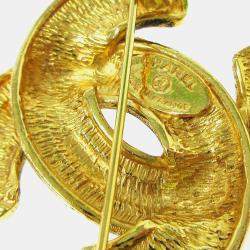 Pre Owned Chanel Quilted Cc Brooch Pin Gold