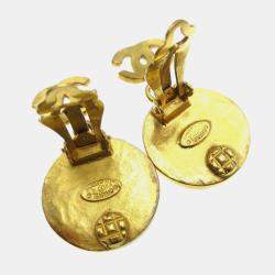 مملوكة مسبقًا Chanel Dangle Earrings Clip-On Gold Shell